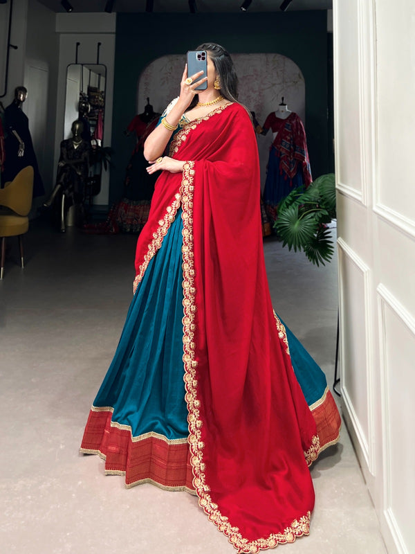 Festival Vibe Unstitched Lehengas vichitra silk fabric