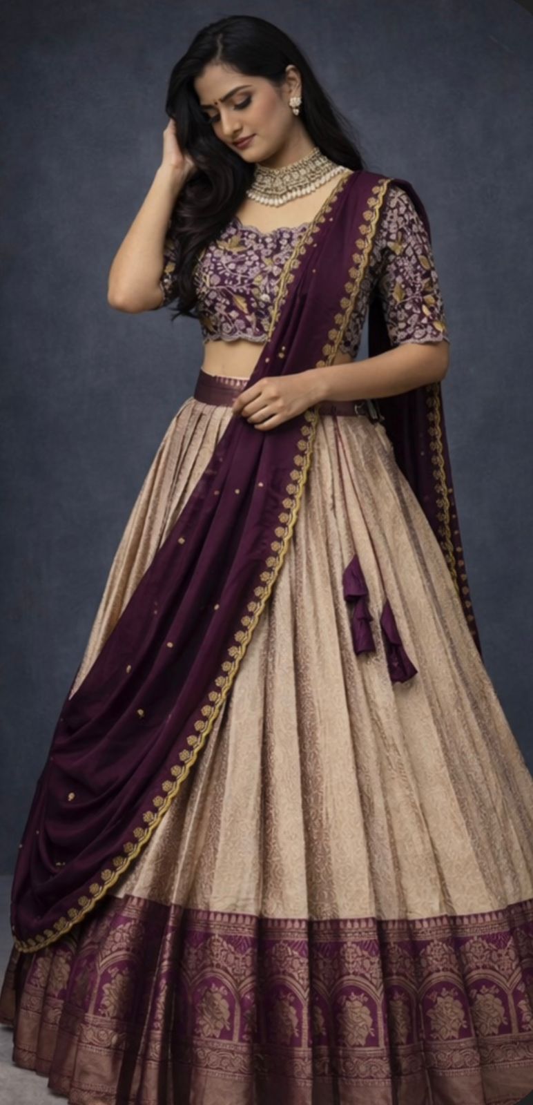 Kanchipuram Stitched Lehenga set