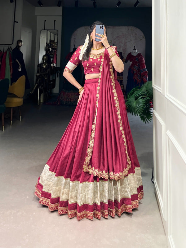 Festival Vibe Unstitched Lehengas vichitra silk fabric