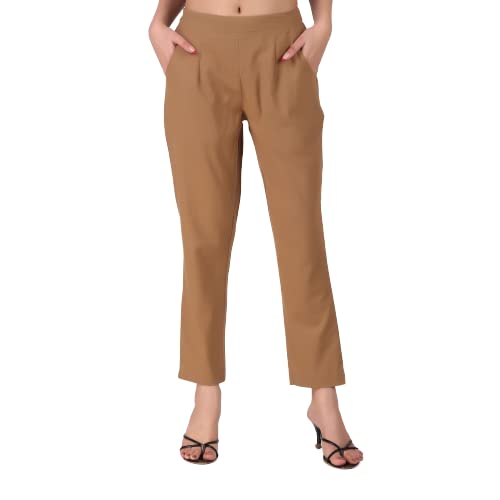 Women's 100% Cotton Casual Pant | Ankle Length Regular fit Cotton Trouser