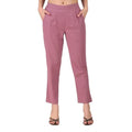 Women's 100% Cotton Casual Pant | Ankle Length Regular fit Cotton Trouser | COLOR - Rose taupe