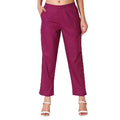 Regular Fit Women Pure Cotton Trousers Wine
