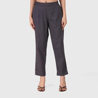 Women's 100% Cotton Casual Pant | Ankle Length Regular fit Cotton Trouser | Grey COLOR
