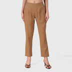 Women's 100% Cotton Casual Pant | Ankle Length Regular fit Cotton Trouser