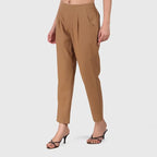 Women's 100% Cotton Casual Pant | Ankle Length Regular fit Cotton Trouser