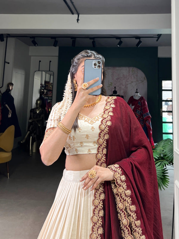 Festival Vibe Unstitched Lehengas vichitra silk fabric