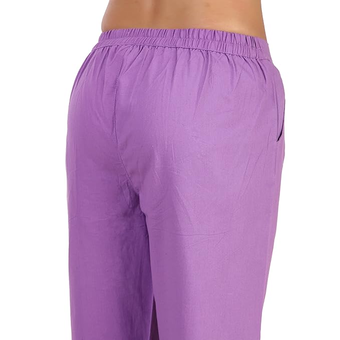 Women's 100% Cotton Casual Pant | Ankle Length Regular fit Cotton Trouser | COLOR Lavender