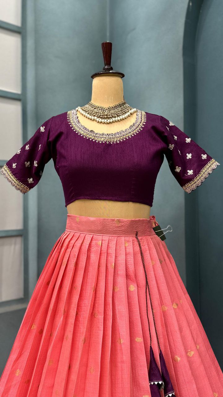 Luxurious Kota checks with rich Paithani border lehenga