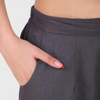 Women's 100% Cotton Casual Pant | Ankle Length Regular fit Cotton Trouser | Grey COLOR