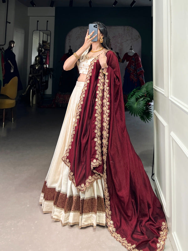 Festival Vibe Unstitched Lehengas vichitra silk fabric
