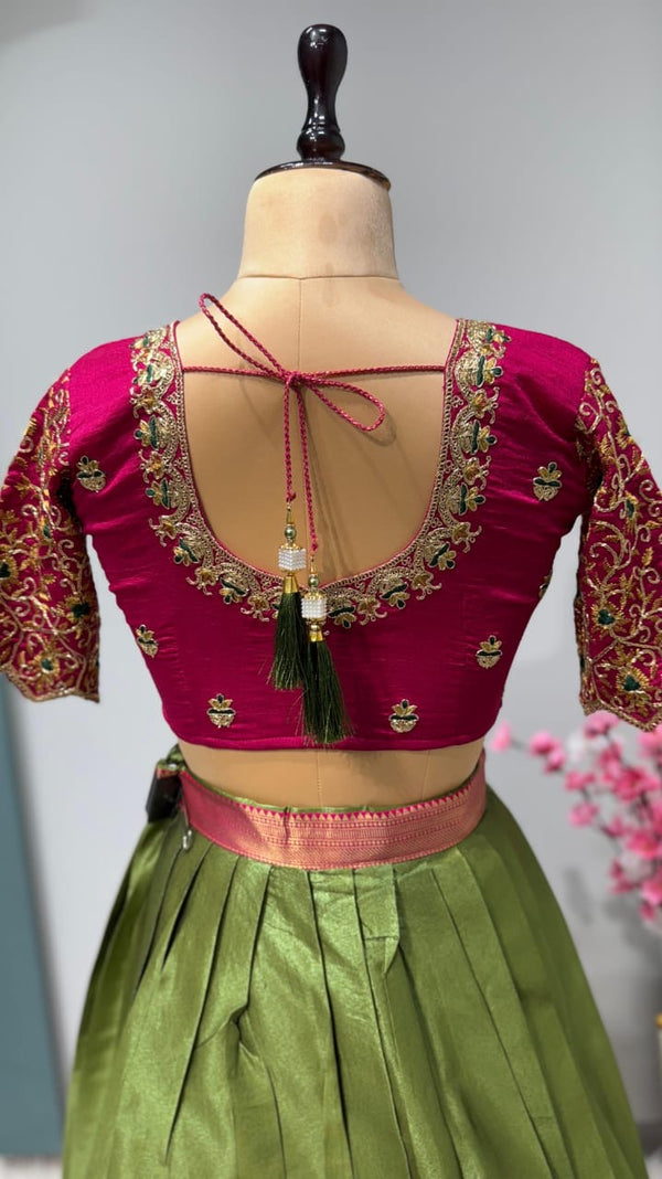 Kanchipuram Lehenga with heavy cutwork duptta
