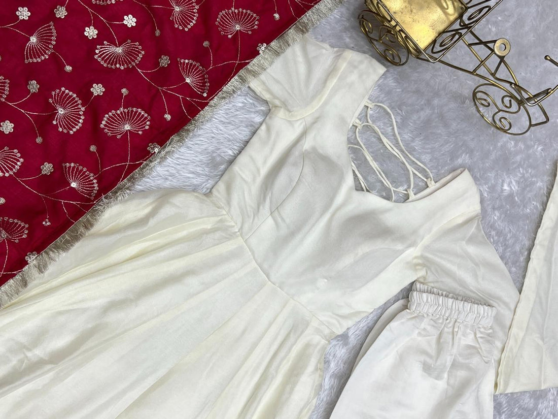 Anarkali Gowns Heavy dupatta pure vichitra silk