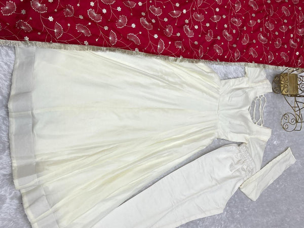 Anarkali Gowns Heavy dupatta pure vichitra silk