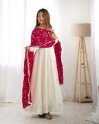 Anarkali Gowns Heavy dupatta pure vichitra silk