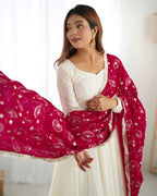 Anarkali Gowns Heavy dupatta pure vichitra silk