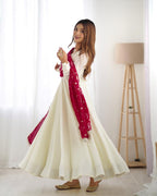 Anarkali Gowns Heavy dupatta pure vichitra silk