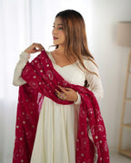 Anarkali Gowns Heavy dupatta pure vichitra silk