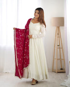 Anarkali Gowns Heavy dupatta pure vichitra silk