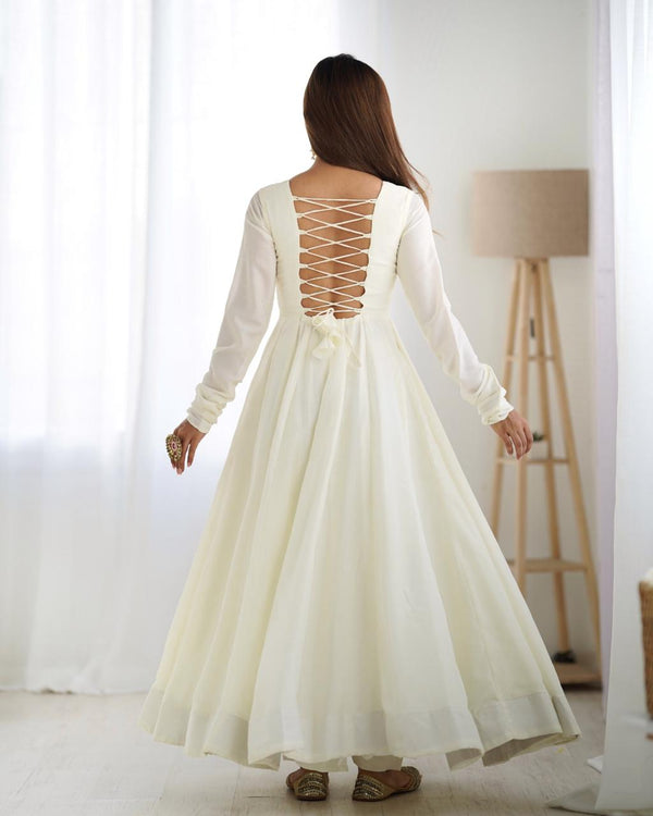 Anarkali Gowns Heavy dupatta pure vichitra silk