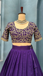 Luxurious Blooming Vichitra silk Stiched lehengas