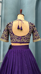 Luxurious Blooming Vichitra silk Stiched lehengas