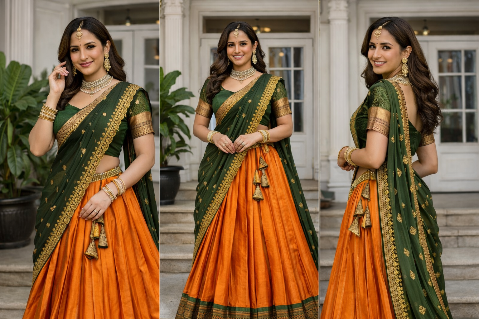 South indian traditional stitched embroidery lehenga