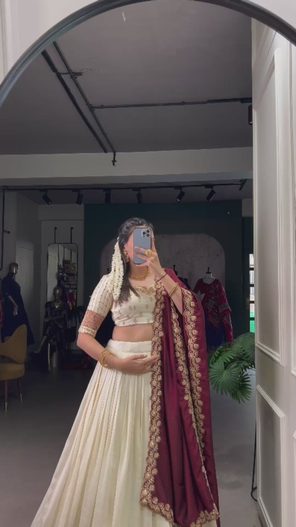 Festival Vibe Unstitched Lehengas vichitra silk fabric