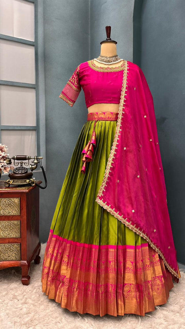 Kanjivaram Silk work fully Stitched Lehengas