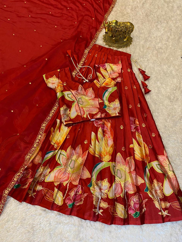Position foil silk Lehenga choli set