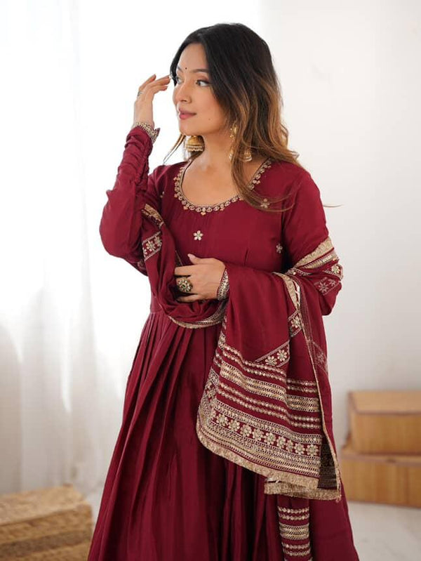 Anarkali Gowns Chinon silk Festival VELVET SHINE Anarkali Gowns Chinon silk Festival VELVET SHINE