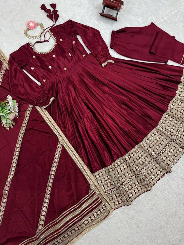 Anarkali Gowns Chinon silk Festival VELVET SHINE Anarkali Gowns Chinon silk Festival VELVET SHINE