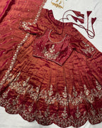 Tissue lehenga with embroidery work