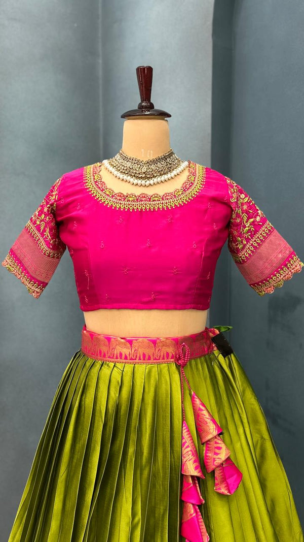 Kanjivaram Silk work fully Stitched Lehengas