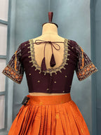 Kanjivaram rust orange lehenga