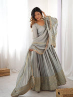 Anarkali Gowns Chinon silk Festival