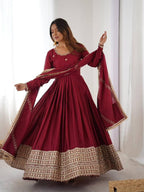 Anarkali Gowns Chinon silk Festival