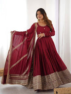 Anarkali Gowns Chinon silk Festival