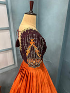 Kanjivaram rust orange lehenga
