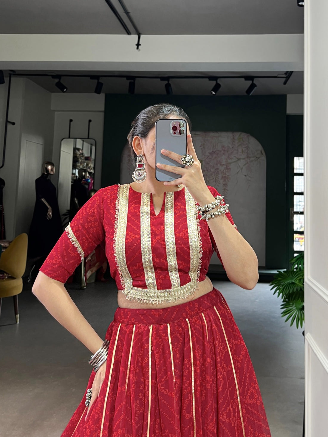 Bandhini chiffon Dandiya Lehenga set