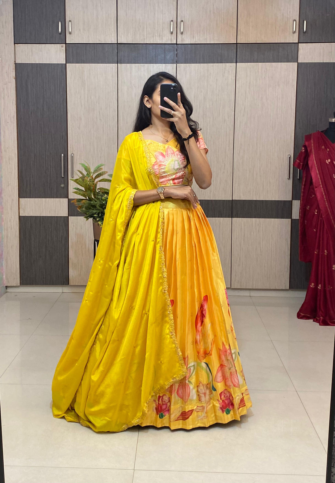 Position foil silk Lehenga choli set