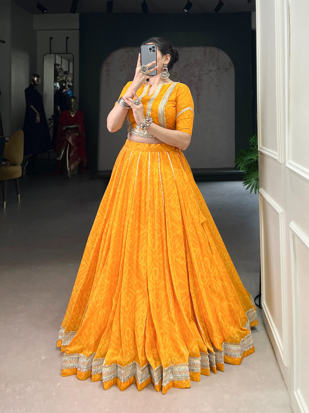 Bandhini chiffon Dandiya Lehenga set