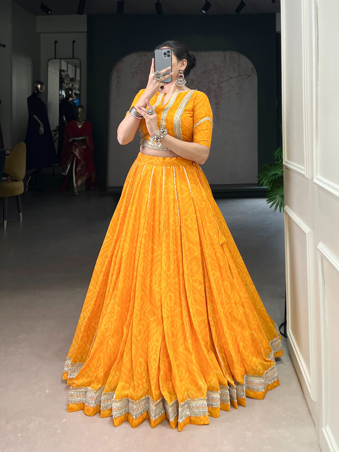 Bandhini chiffon Dandiya Lehenga set