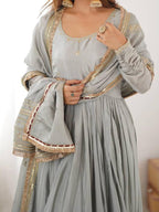 Anarkali Gowns Chinon silk Festival