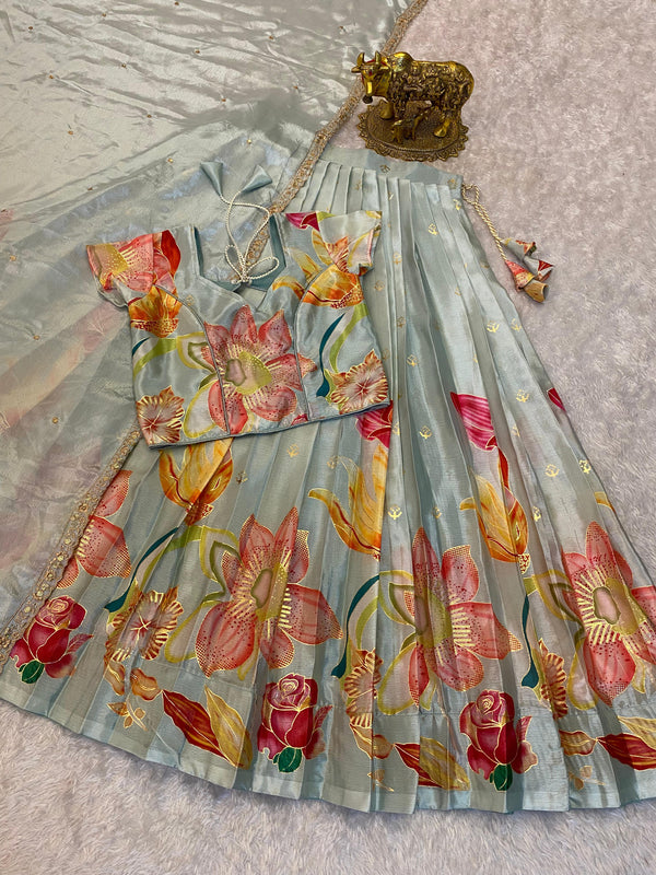 Position foil silk Lehenga choli set