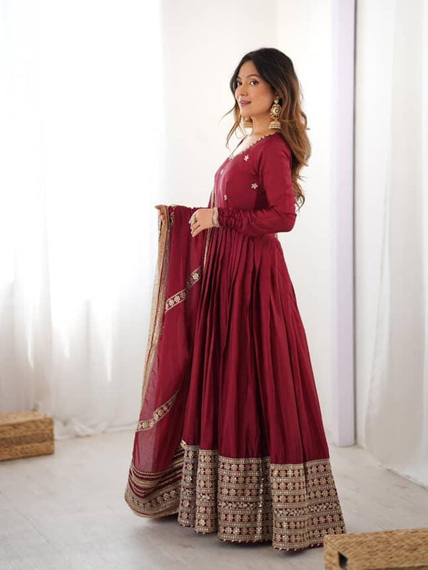 Anarkali Gowns Chinon silk Festival VELVET SHINE Anarkali Gowns Chinon silk Festival VELVET SHINE