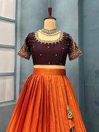 Kanjivaram rust orange lehenga