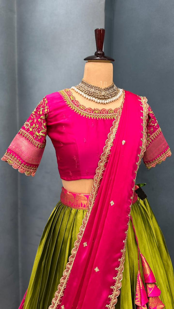 Kanjivaram Silk work fully Stitched Lehengas