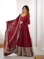 Anarkali Gowns Chinon silk Festival